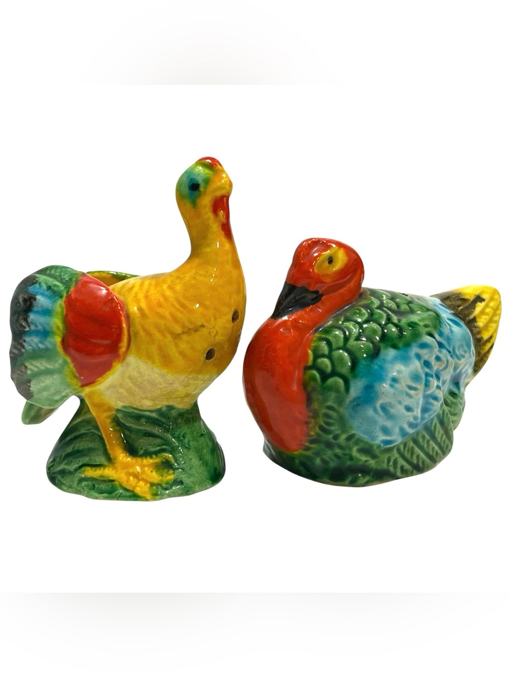 Vintage 1950s Colorful Kitschy Turkey Ceramic Salt and Pepper Shakers Set Japan